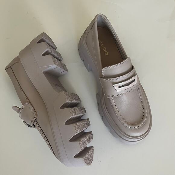 Aldo Grandwalk Leather Loafer Lilac Women's 6 Lug Sole Chunky Statement Shoe - Picture 8 of 8